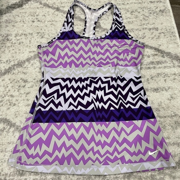 Nike Dri-fit Purple Zig Zag Patterned Racerback Tank Top - Picture 1 of 11